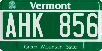 VT license plate AHK856