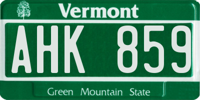 VT license plate AHK859