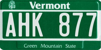 VT license plate AHK877