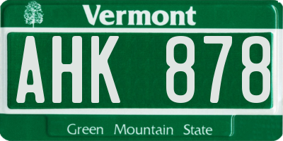 VT license plate AHK878