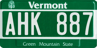 VT license plate AHK887