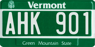 VT license plate AHK901