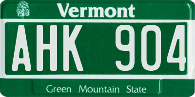 VT license plate AHK904