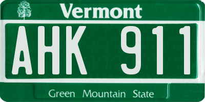 VT license plate AHK911