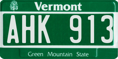 VT license plate AHK913