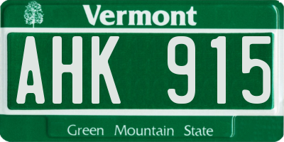 VT license plate AHK915