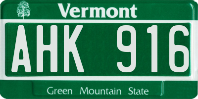 VT license plate AHK916