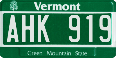 VT license plate AHK919