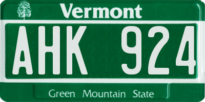 VT license plate AHK924