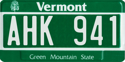VT license plate AHK941