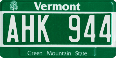 VT license plate AHK944