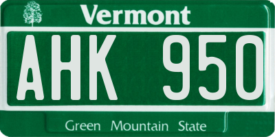 VT license plate AHK950