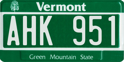VT license plate AHK951