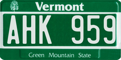 VT license plate AHK959