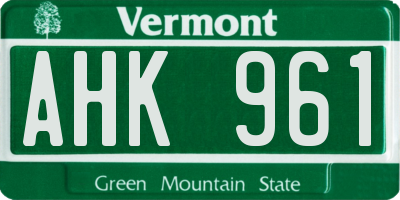 VT license plate AHK961