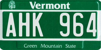 VT license plate AHK964