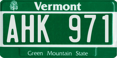 VT license plate AHK971