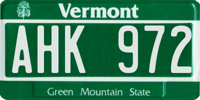 VT license plate AHK972