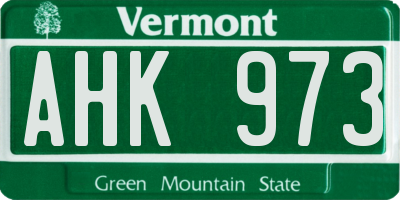 VT license plate AHK973