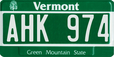 VT license plate AHK974