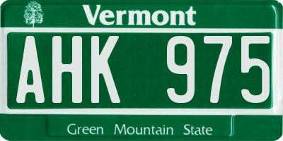 VT license plate AHK975