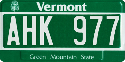 VT license plate AHK977