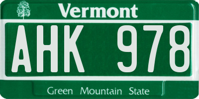 VT license plate AHK978
