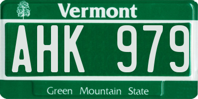 VT license plate AHK979
