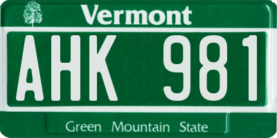 VT license plate AHK981