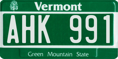 VT license plate AHK991