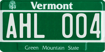 VT license plate AHL004