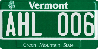 VT license plate AHL006