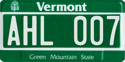 VT license plate AHL007