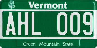 VT license plate AHL009