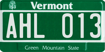 VT license plate AHL013