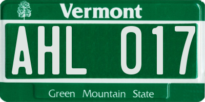 VT license plate AHL017