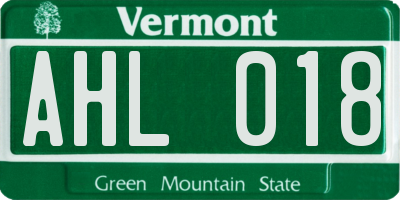VT license plate AHL018