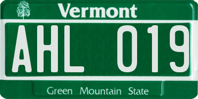 VT license plate AHL019