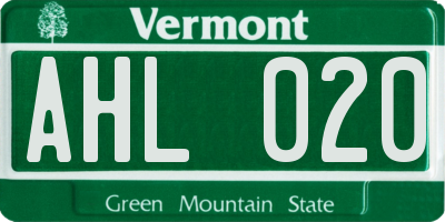 VT license plate AHL020