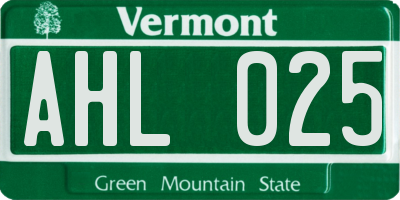 VT license plate AHL025