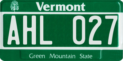 VT license plate AHL027