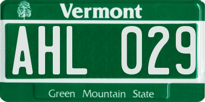 VT license plate AHL029