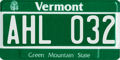 VT license plate AHL032
