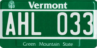 VT license plate AHL033