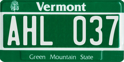 VT license plate AHL037
