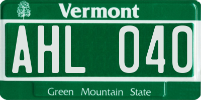 VT license plate AHL040