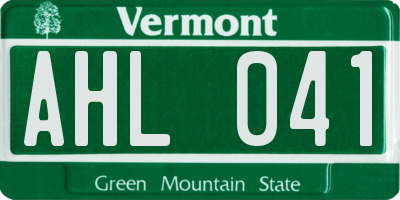 VT license plate AHL041