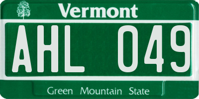 VT license plate AHL049