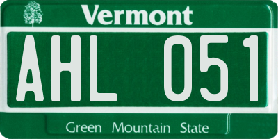 VT license plate AHL051