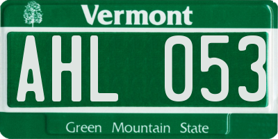 VT license plate AHL053